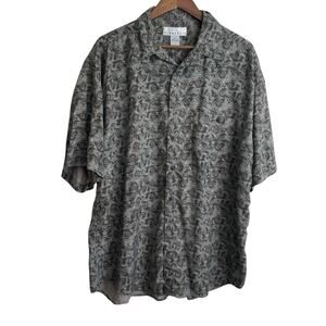 Rinnovato Men Shirt L Muted Abstract‎ Washable Silk Preppy Travel Office Retro